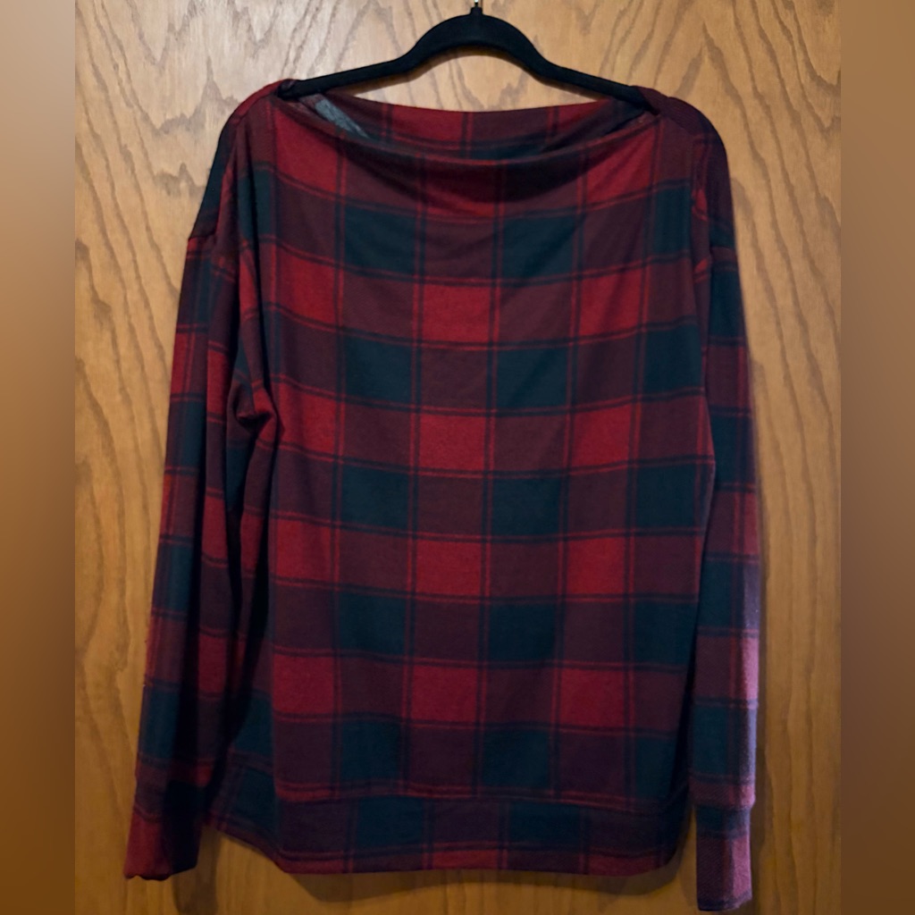 Maurices Red And Black Checkered Top